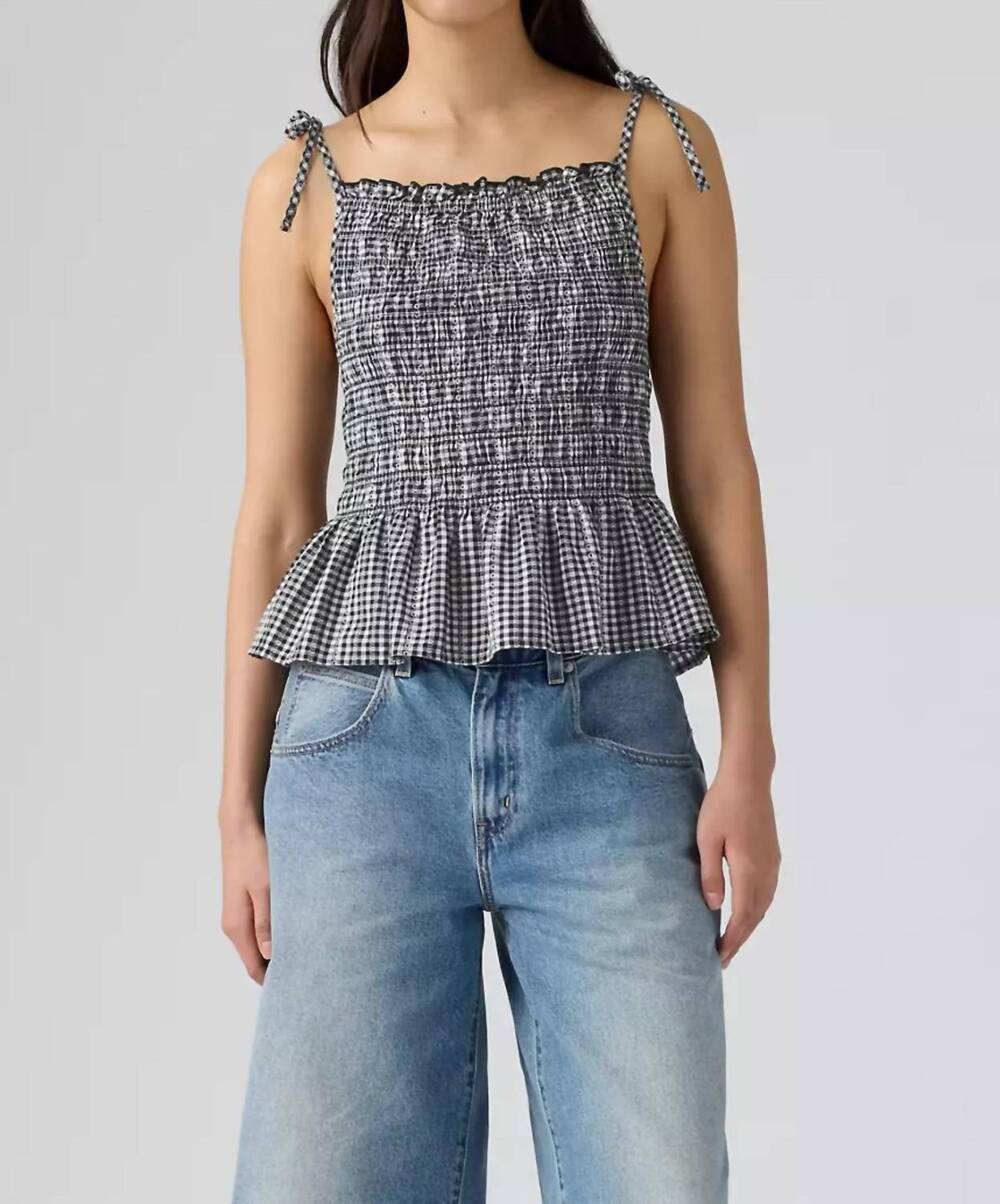 NEW LEVI'S monaco sleeveless blouse in black white gingham